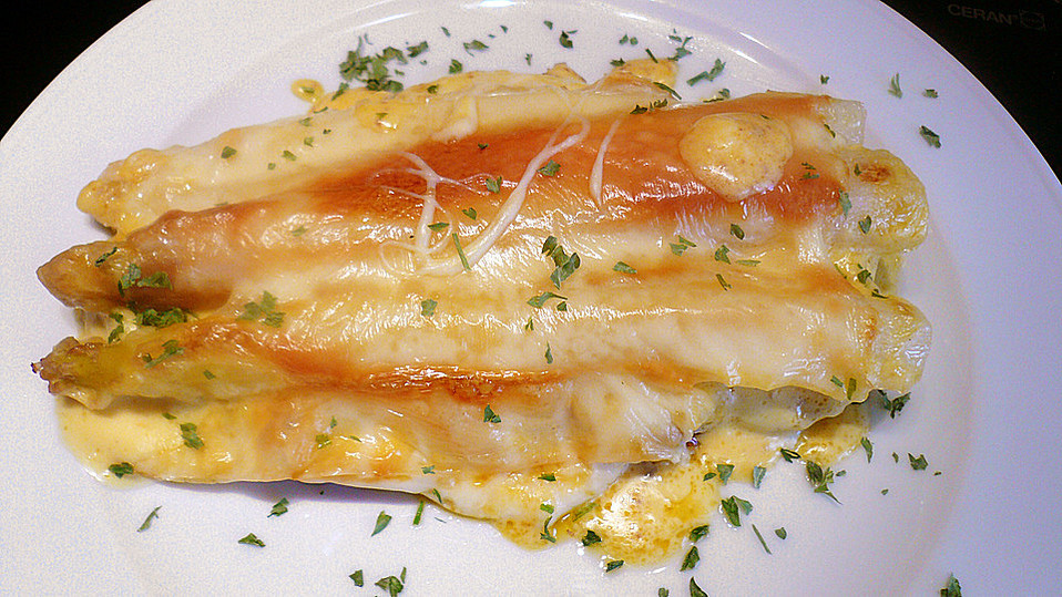 Schnitzel mit Spargel und Käse überbacken von Schnuti73 Schnitzel mit Spargel und Käse überbacken von Schnuti73