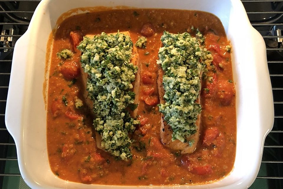 Lachs mit Pesto - Kruste