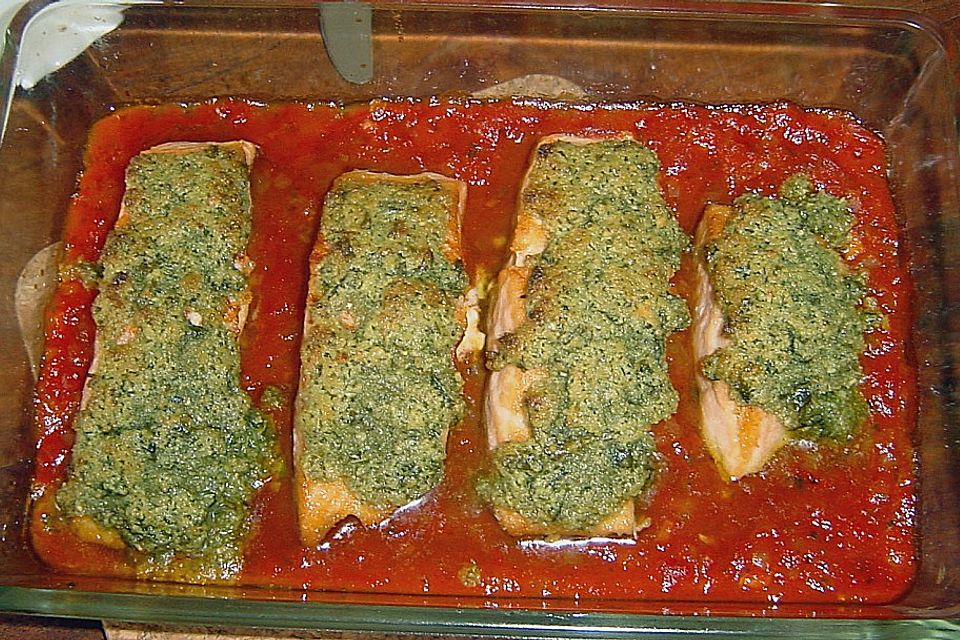 Lachs mit Pesto - Kruste