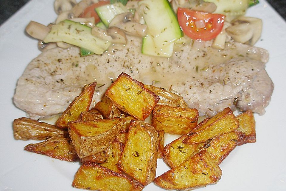 Zitronenschnitzel mit Champignons