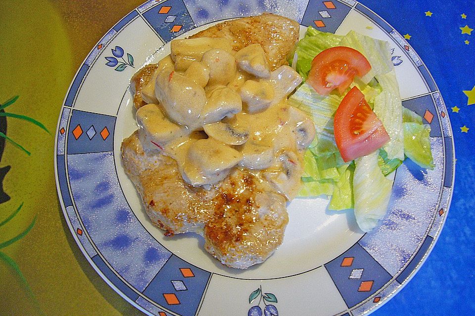 Zitronenschnitzel mit Champignons