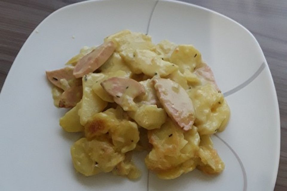 Kartoffel - Hack - Auflauf in Curry - Käsesosse