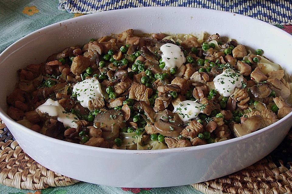 Putencurry mit Bandnudeln