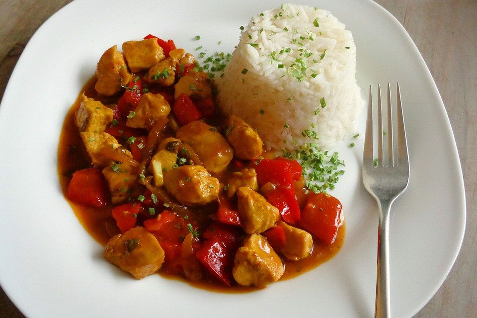 Paprika - Hühnchen mit Basmati - Reis