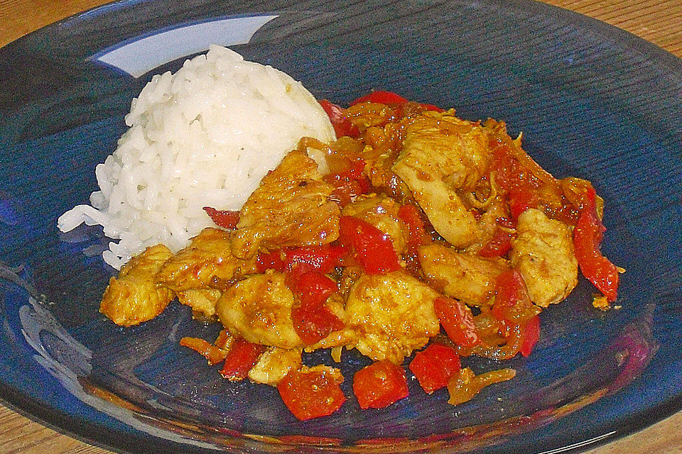 Paprika - Hühnchen mit Basmati - Reis