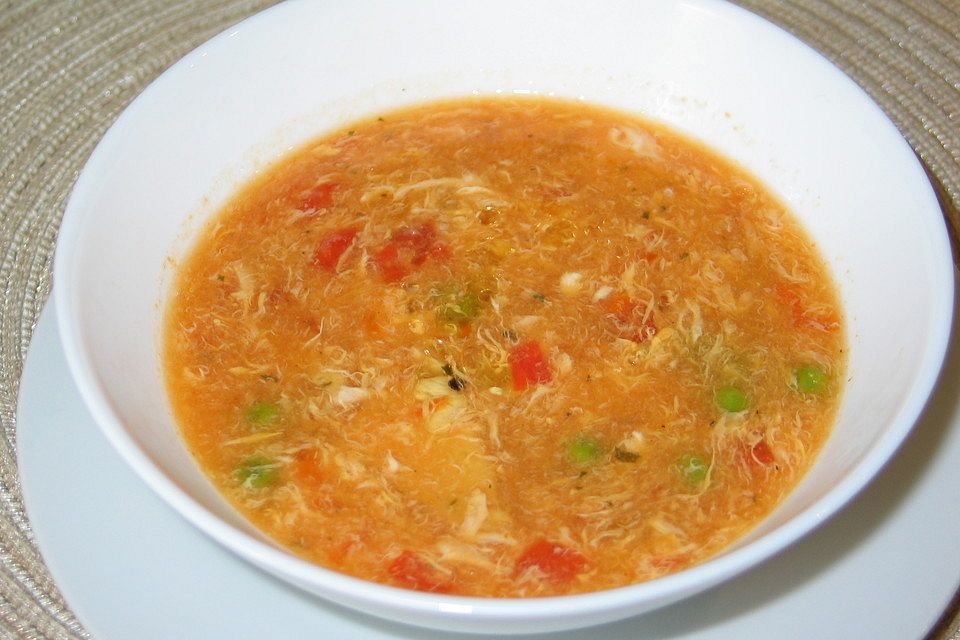 Tomatensuppe mit Hühnerfleisch