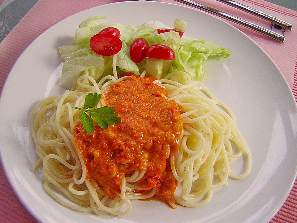 Spaghetti mit Paprika - Rahm - Sauce von julmul | Chefkoch