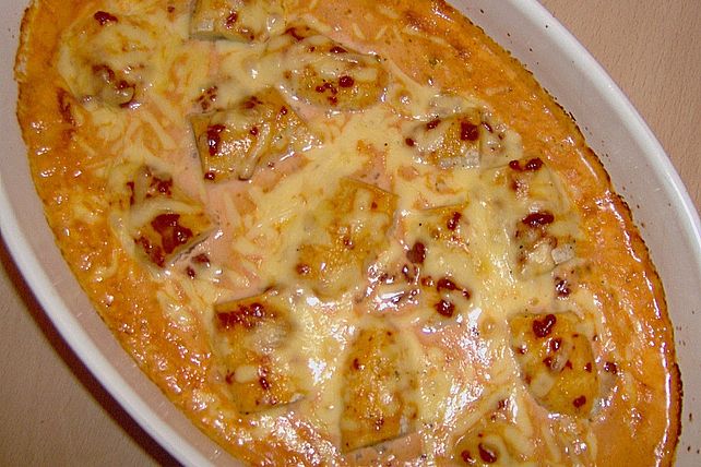 Überbackenes Schweinefilet mit Bananen in Currysahne von aberghaus ...