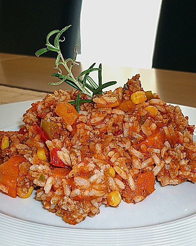 Paprika - Reispfanne mit Hackfleisch