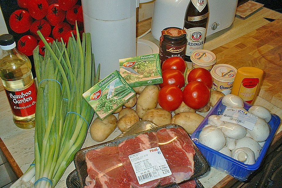 Boeuf Stroganoff mit selbstgemachten Reibedatchern