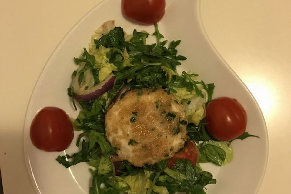 Ausgebackene Mozzarella - Scheiben in Kräuterkruste