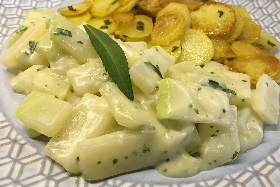 Kohlrabi in Käsesauce