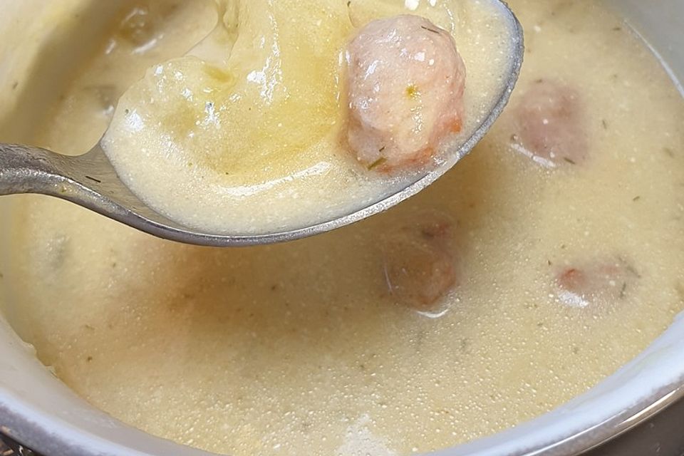 Gurkensuppe mit frischer Bratwurst