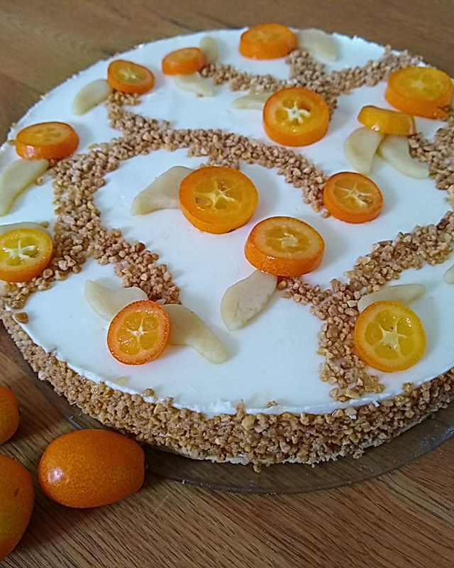 Kumquat - Joghurt - Torte mit Marzipan
