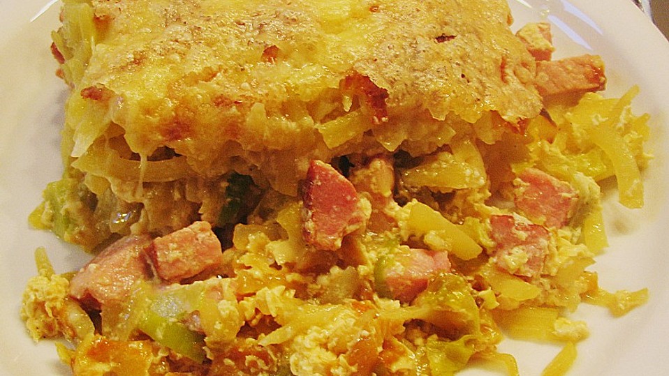 Porree - Kasseler - Auflauf mit Kartoffelkruste von Elli K. Porree - Kasseler - Auflauf mit Kartoffelkruste von Elli K.