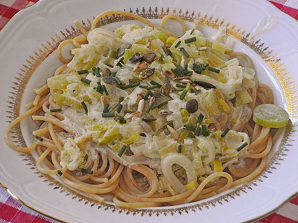 Spaghetti mit Lauch und Ziegenfrischkäse von Angela180| Chefkoch
