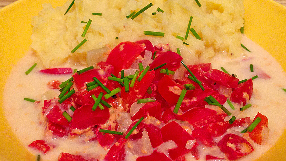 Absolut leicht und lecker, Paprikagemüse in Milch als Beilage