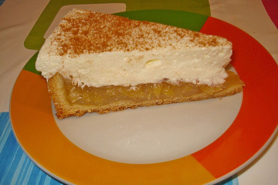 Apfelkuchen mit Sahne - Zimt - Haube