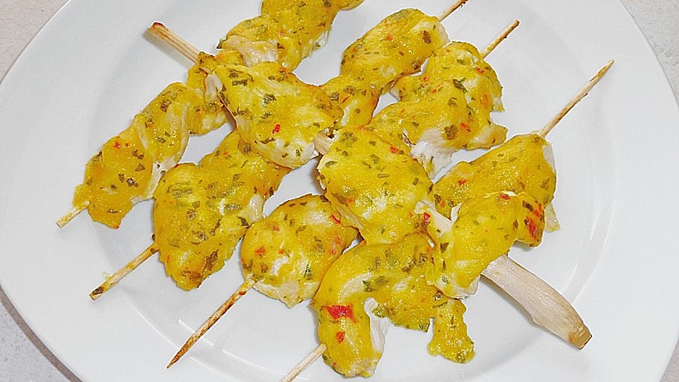 Zitronengras Huhnerspiesse Mit Mangosauce Von Riviera Chefkoch 