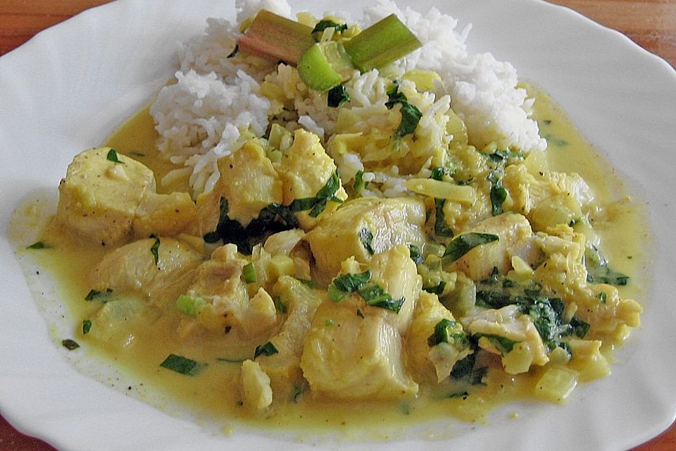 Fischcurry mit Rhabarber