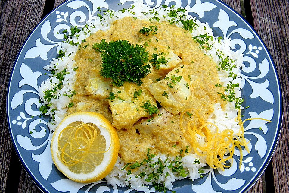 Fischcurry mit Rhabarber