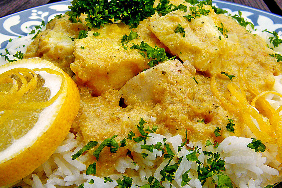 Fischcurry mit Rhabarber