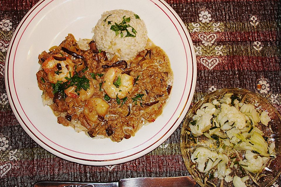 Hackfleisch mit Krabben, thailändisch