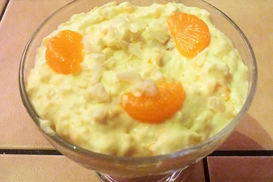 Schnelle Mandarinencreme mit weißer Schokolade