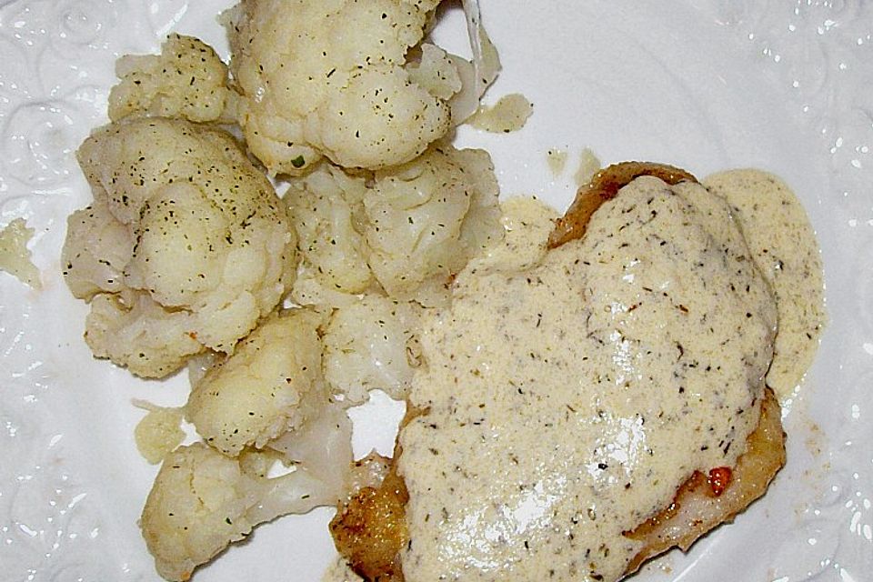 Pangasiusfilet mit Sahne - Knoblauch - Soße