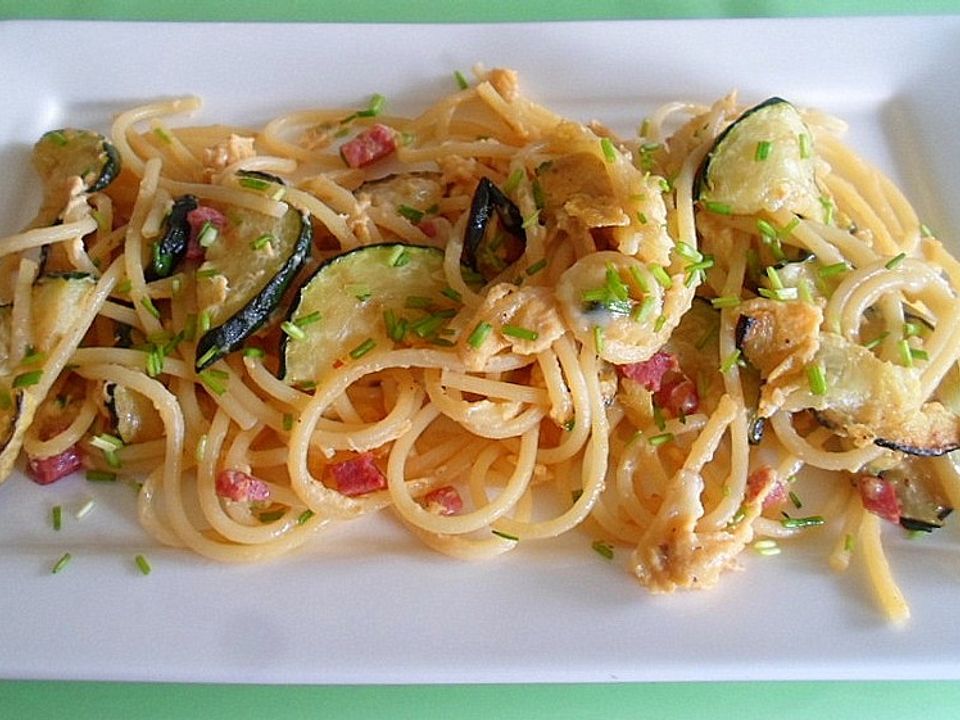 Spaghettipfanne mit gebratenen Zucchini von Hani| Chefkoch