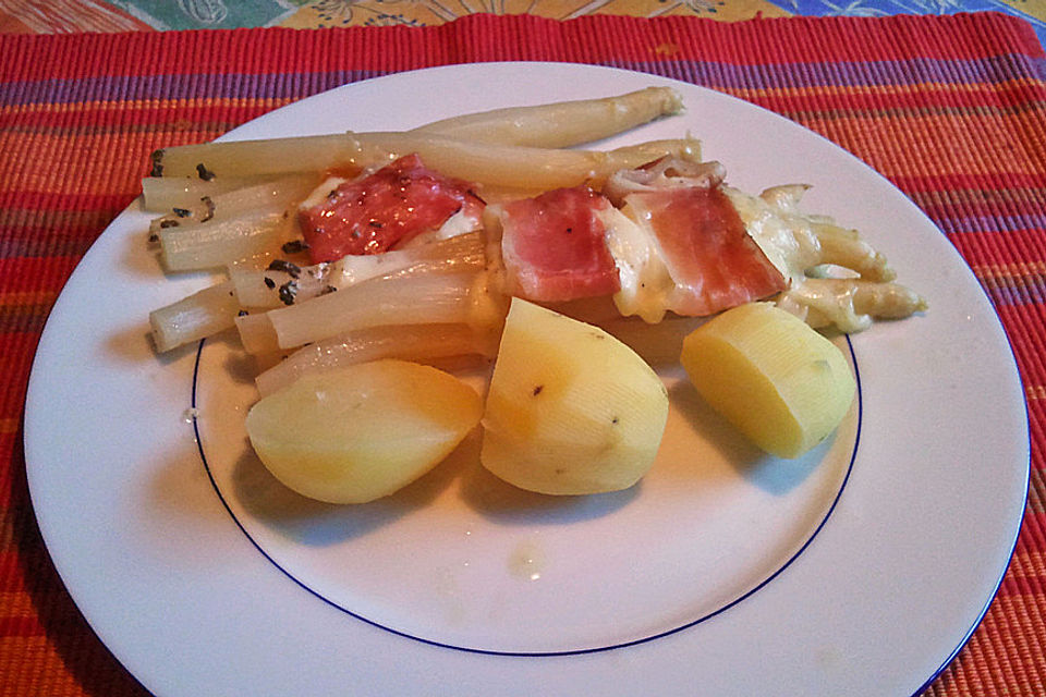 Spargel mit Mozarella - Päckchen