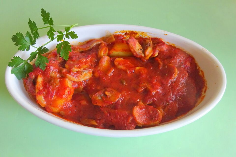 Gebackene Koteletts in Tomaten - Paprika - Soße