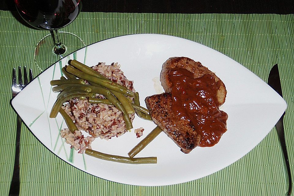 Hüftsteaks mit Rotwein - Zwiebel - Soße