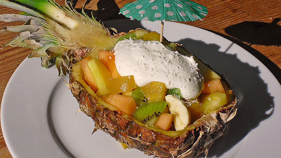 Karibischer Fruchtsalat mit Kocoscreme von feuermohn