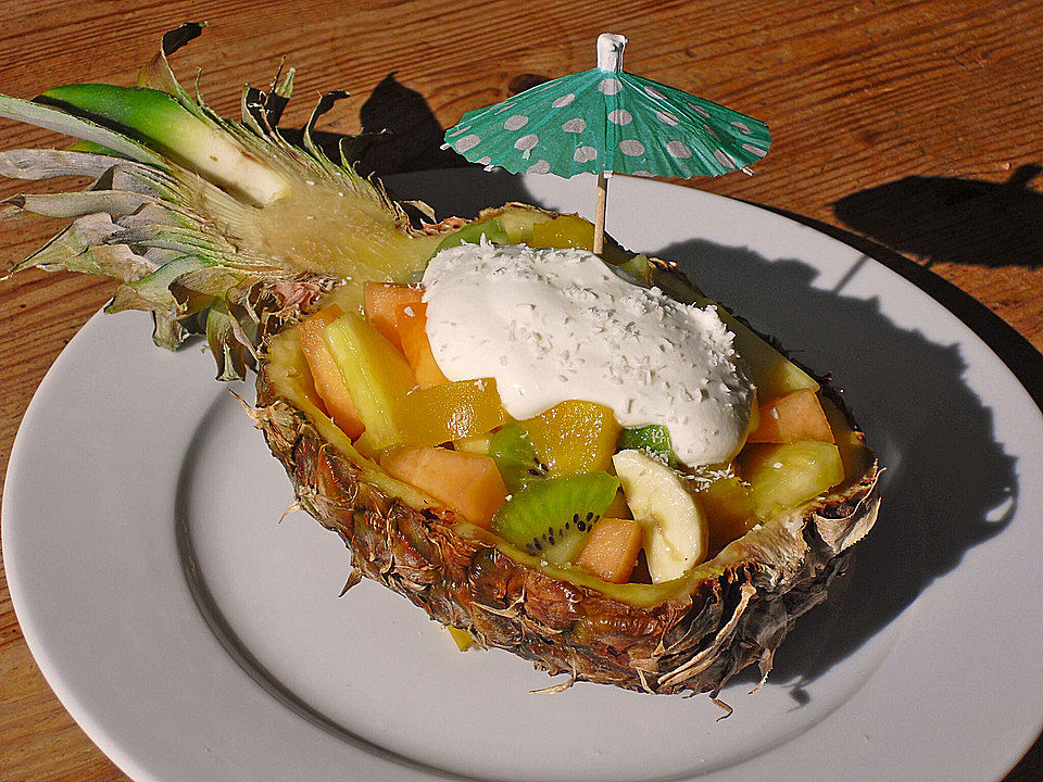 Karibischer Fruchtsalat mit Kocoscreme von feuermohn| Chefkoch