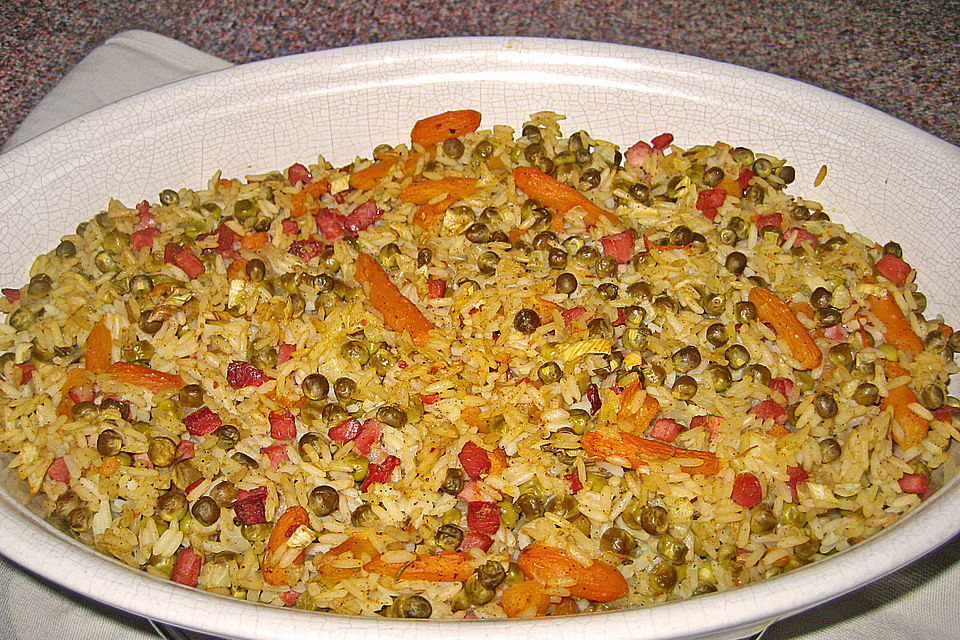 Ervilhas com Arroz em Pudim