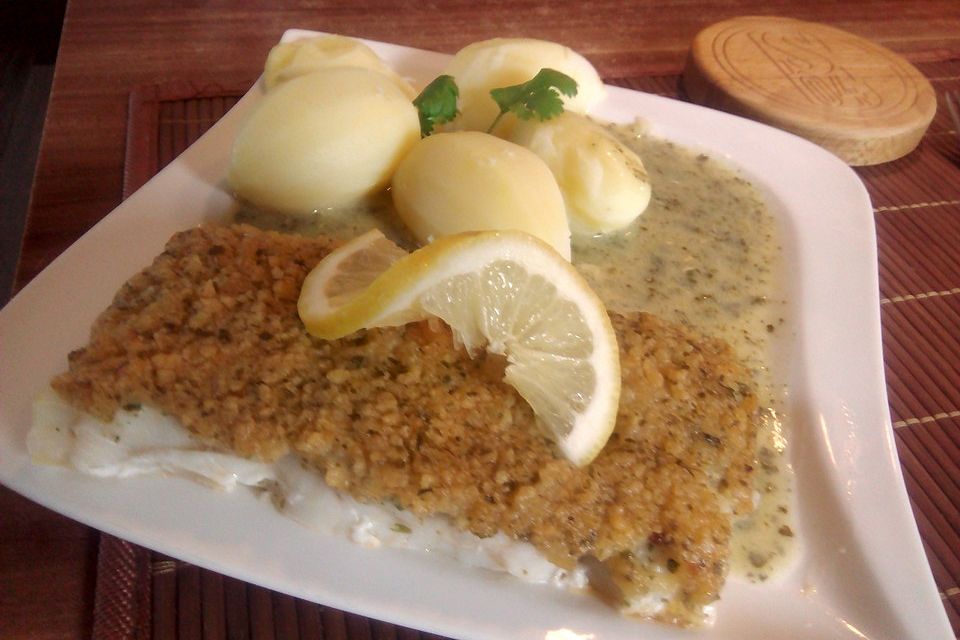 Seelachsfilet in Kräutersoße