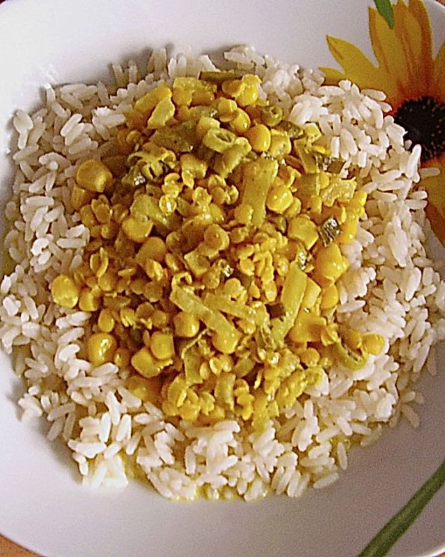 Reis mit Curry - Linsen