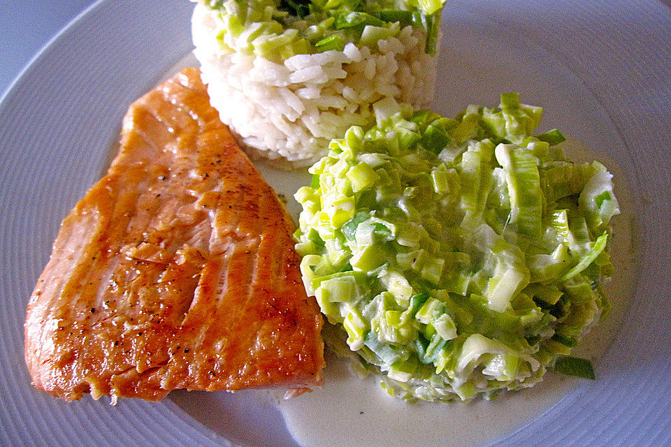 Lachs auf Sahnelauch