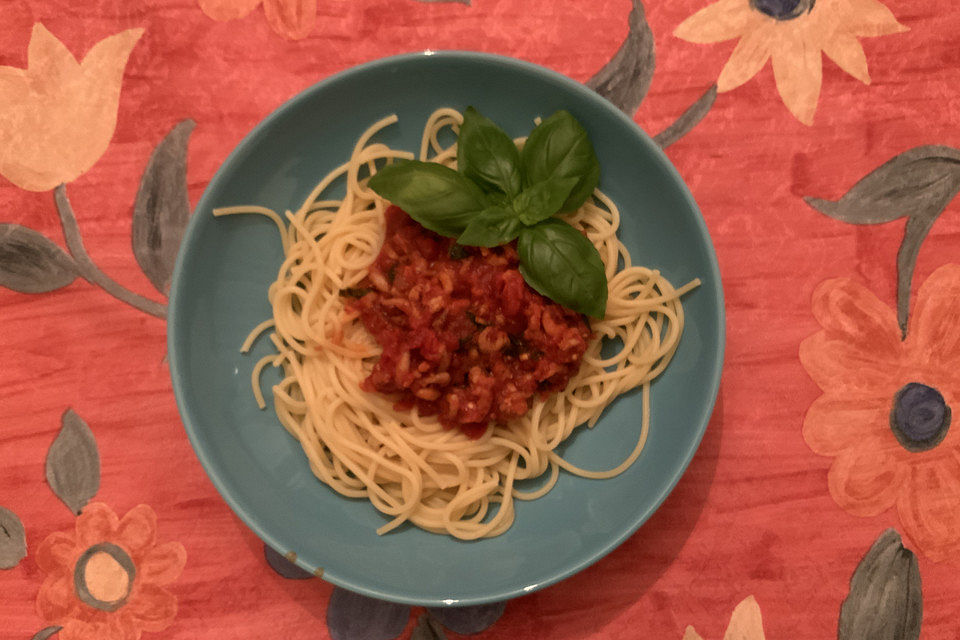 Spaghetti mit Nordseekrabben (Granat)