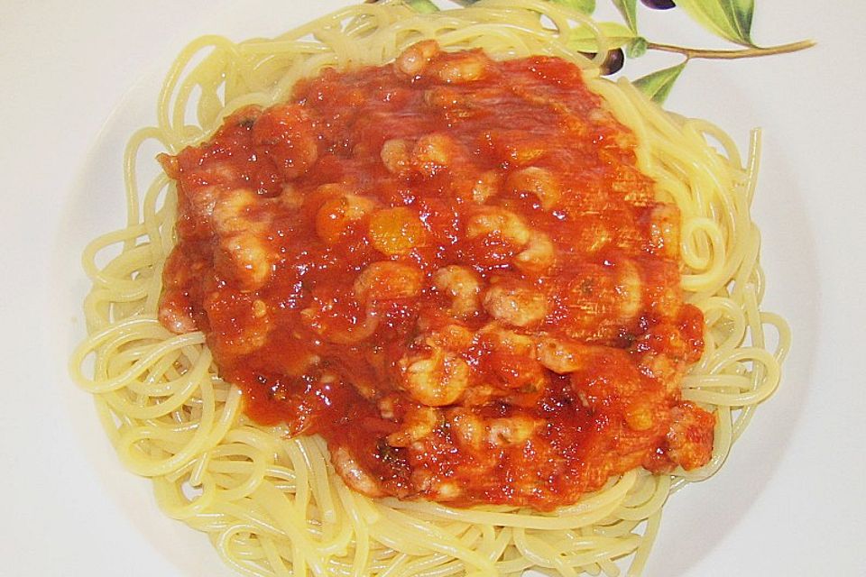 Spaghetti mit Nordseekrabben (Granat)