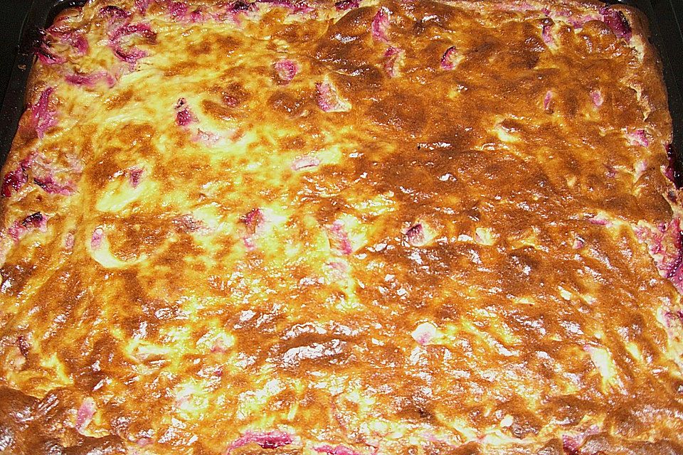 Pflaumenkuchen mit Schmandpuddingguss Pflaumenkuchen mit Schmandpuddingguss