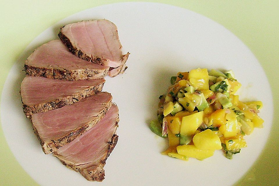 Kubanisches Schweinefilet mit Mango - Papaya - Salsa