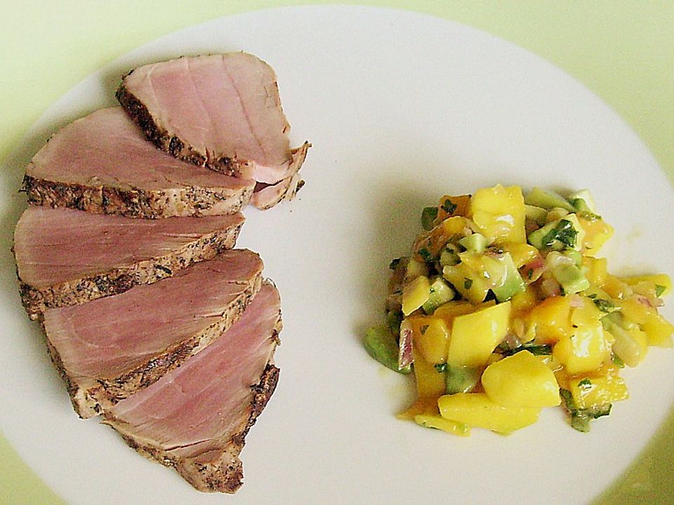 Kubanisches Schweinefilet mit Mango - Papaya - Salsa von Cappuccino ...