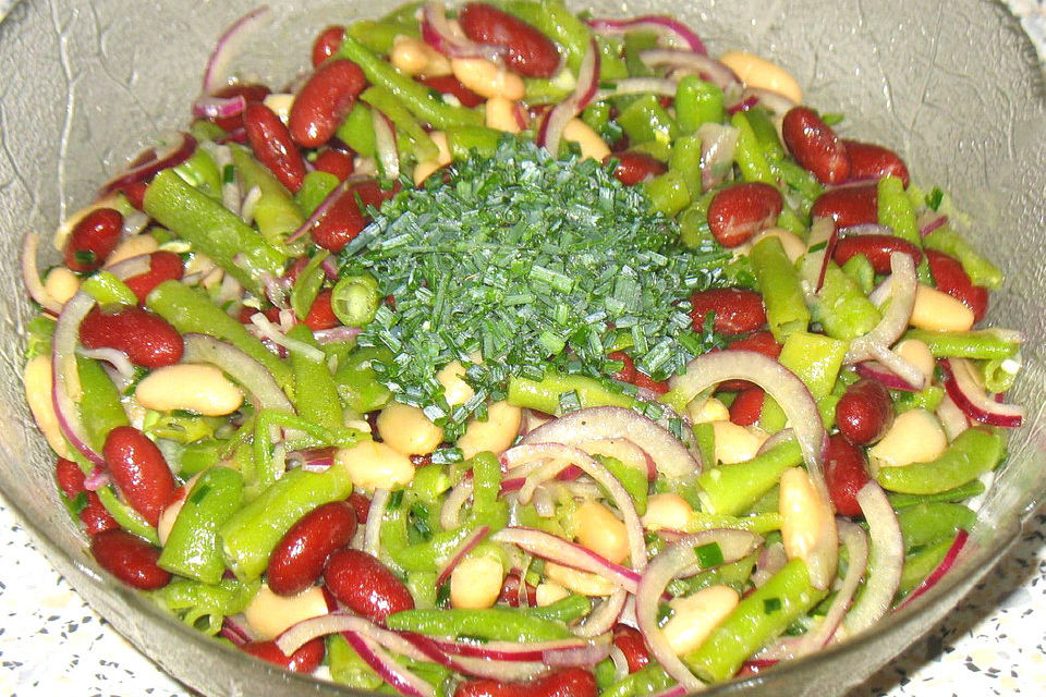 Bohnensalat grün - weiß - rot