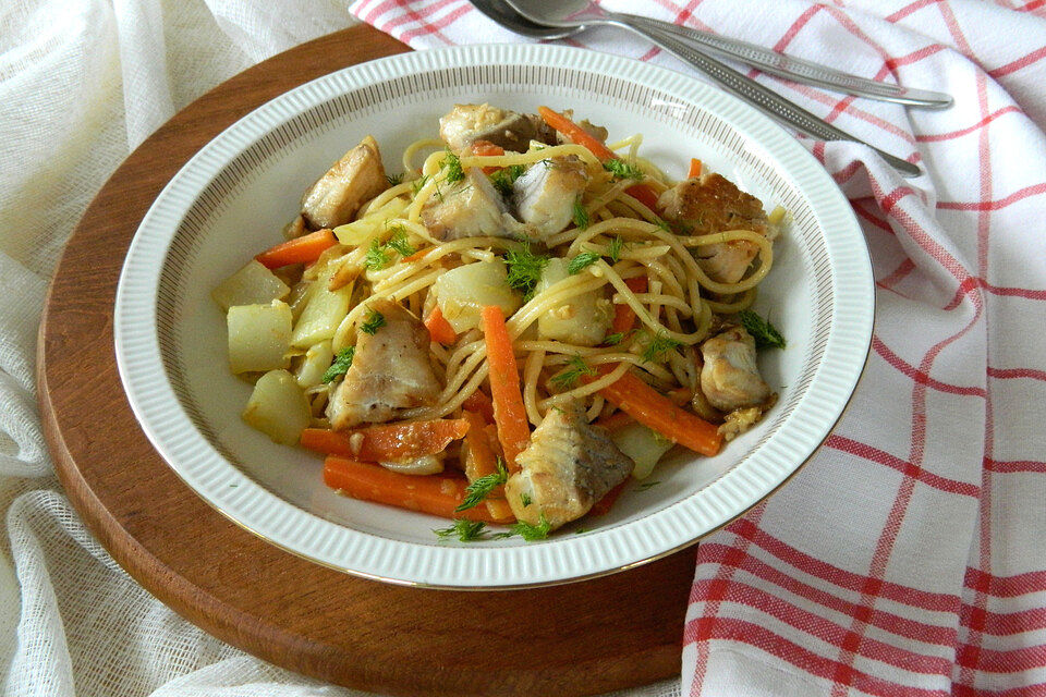 Fenchel - Fisch - Pfanne auf asiatische Art