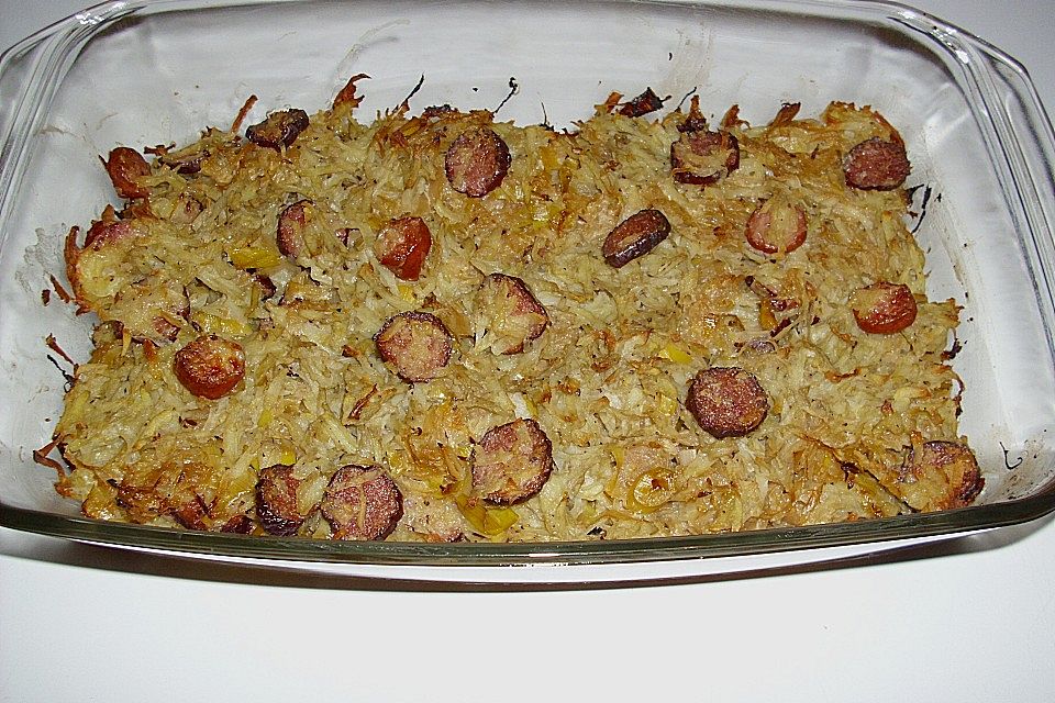 Sauerkraut - Auflauf mit Mettwurst