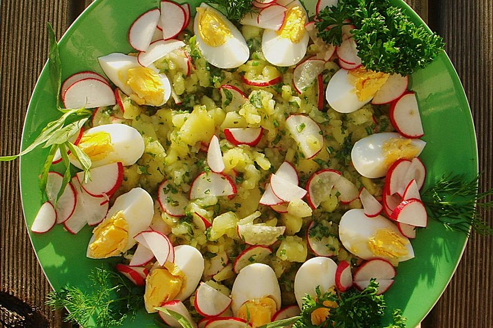 Kartoffelsalat mit Radieschen und Kräutern