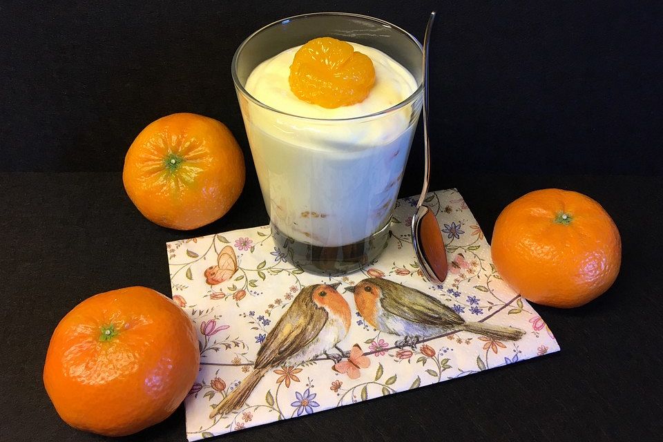 Schnelles Mandarinen - Quark - Dessert