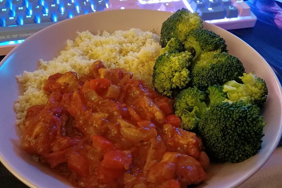 Hühnerbrust mit cremiger Tomatensauce und Couscous